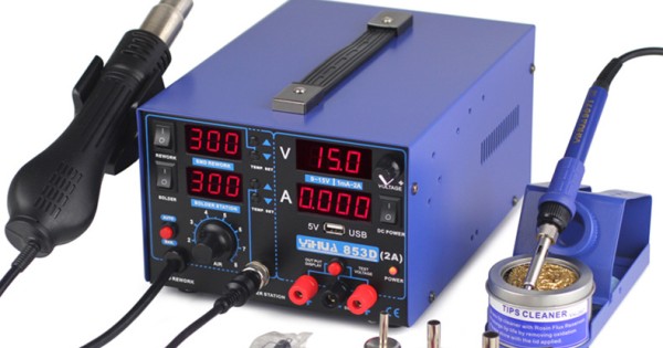 YIHUA 853D 2A 3-in-1 soldering and hot air rework station for BGA work