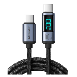 JOYROOM Prism Series Digital Display 100W Fast Charging USB-C Cable | S-CC100A16 | Type-C to Type-C | 1.2m | Black JOYROOM Prism Series Digital Display 100W Fast Charging USB-C Cable | S-CC100A16 | Type-C to Type-C | 1.2m | Black