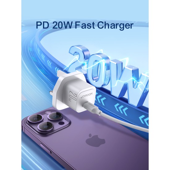Joyroom JR-TCF06 Flash Series PD 20W Single-Port Charger-White (UK) Joyroom JR-TCF06 Flash Series PD 20W Single-Port Charger-White (UK)
