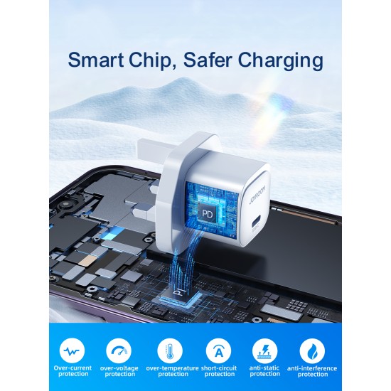 Joyroom JR-TCF06 Flash Series PD 20W Single-Port Charger-White (UK) Joyroom JR-TCF06 Flash Series PD 20W Single-Port Charger-White (UK)