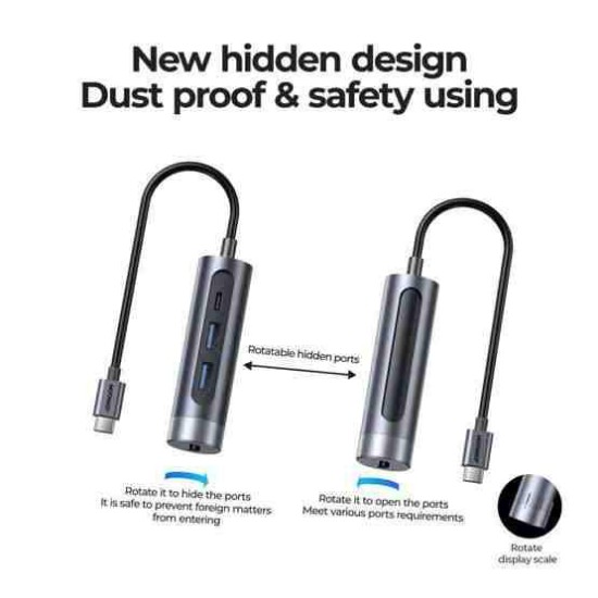 Joyroom S-H113 USB3.0+2+HDMI+Type C HUB Space Grey