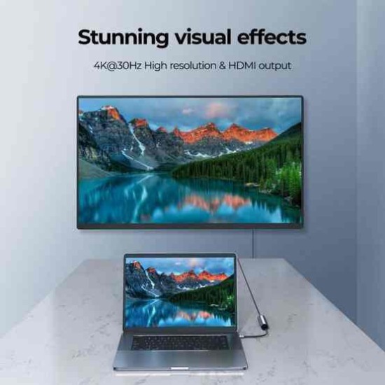 Joyroom S-H113 USB3.0+2+HDMI+Type C HUB Space Grey