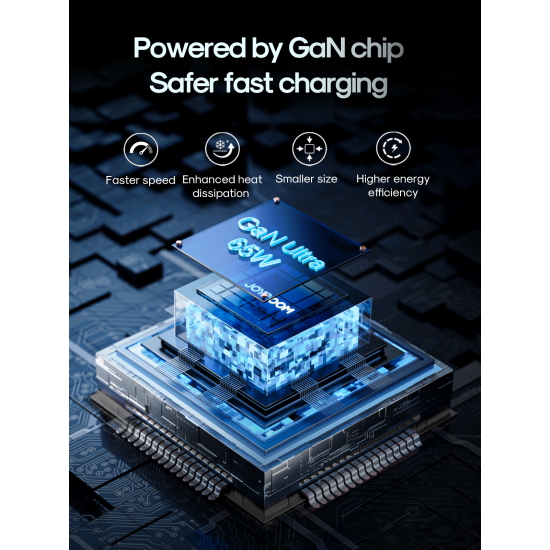 Joyroom GaN Ultra TCG01 65W 2C1A Fast Charger-Black+100W C to C Cable 1.2m Black (UK)