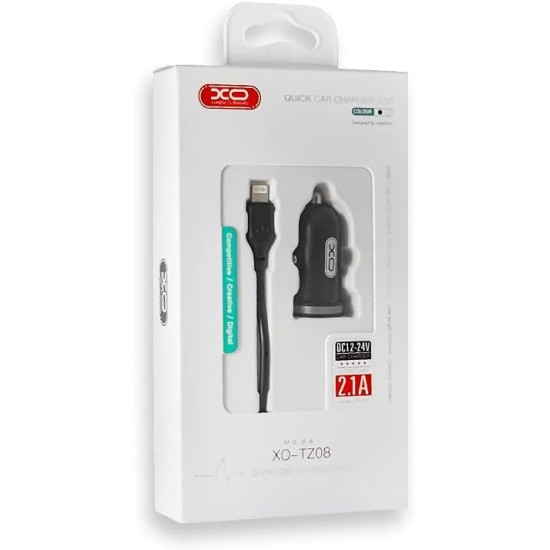 XO TZ08 Car Charger with Type-c Cable Black