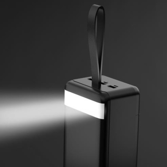 XO PR158 3-Input 3-output Large capacity fast charging power bank with light PD20W/QC22.5W 50000mAh Black
