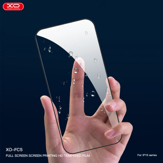XO FC5 Full Screen Silkscreen HD Tempered Film 0.33MM for iPhone 15 Pro 6.1