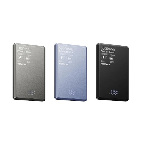 Remax RPP-107 20W Metal Magnetic Wireless Charging 5000mAh Power Bank with Digital Display Black
