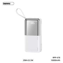 Remax | Cynlle Mini Power Bank With 2 Fast Charging Cables | RPP-678 | 20W+22.5W 10000 mAh | White