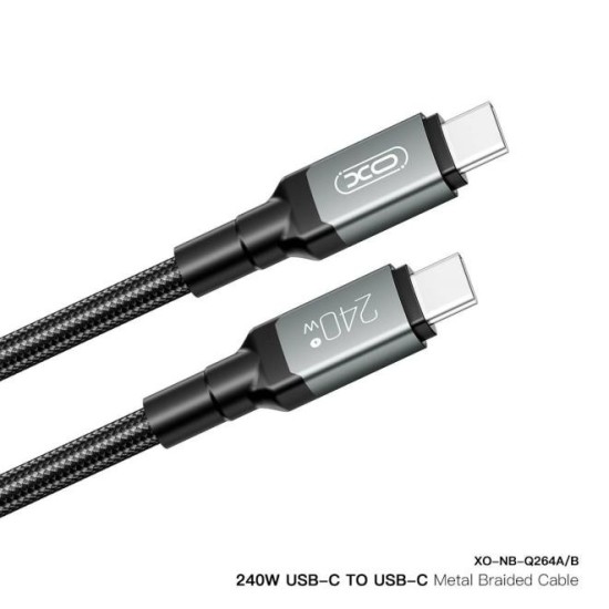 XO NB-Q264B Type-c to Type-c 240W High Power Data Cable 2m Black