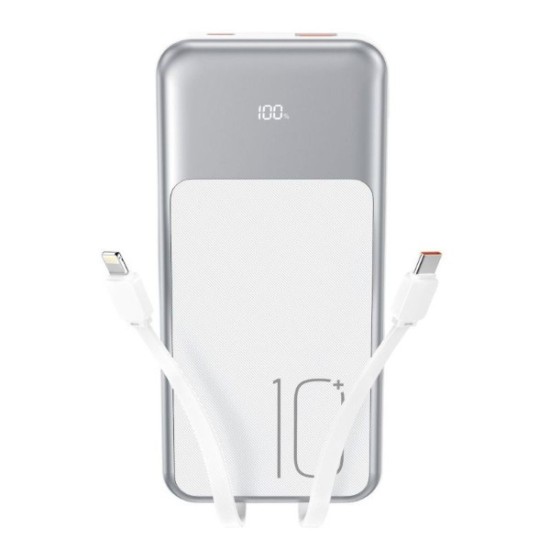 XO PR248 USB-C 20W/USB-A 22.5W Digital Display Fast Charging Mobile Power (comes with TYPE-C, Lightning cable) 10000mAh White XO PR248 USB-C 20W/USB-A 22.5W Digital Display Fast Charging Mobile Power (comes with TYPE-C, Lightning cable) 10000mAh White