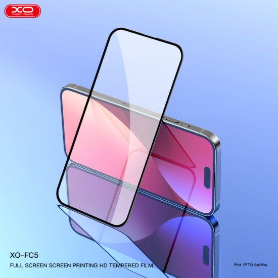 XO FC5 Full Screen Silkscreen HD Tempered Film 0.33MM for iPhone 15 Pro 6.1