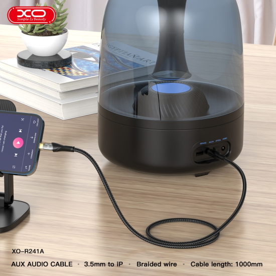 XO | Lightning to 3.5mm Transparent Audio Cable | NB-R241A | Black