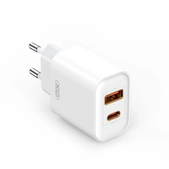 XO CE12(UK) USB-C 20W/USB-A 18W Fast Charging Charger (Materials are CE certified)