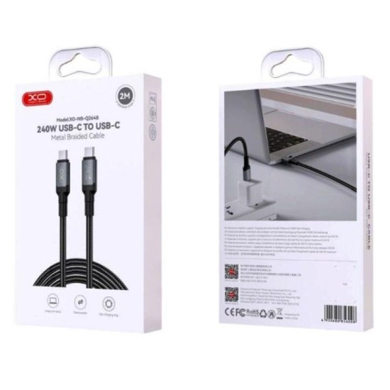 XO NB-Q264B Type-c to Type-c 240W High Power Data Cable 2m Black