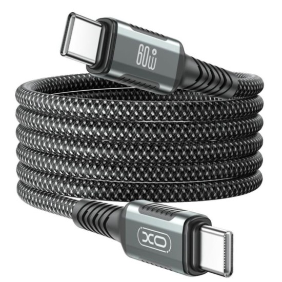 XO NB-Q267 Magnetic Braided Type-c to Type-c 60W Data Cable 1M Black