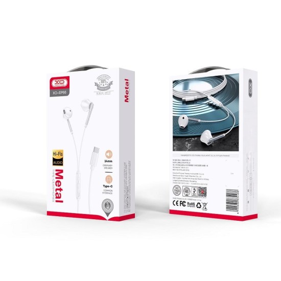 XO EP66 Crescent Type-C digital decoding flat earphone White
