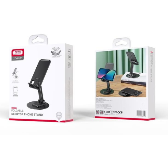 XO C108 Small Disc Rotating 360 Metal Phone Holder Black