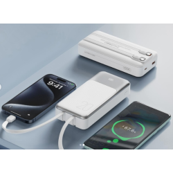 XO PR249 USB-C 20W/USB-A 22.5W Digital Display Fast Charging Mobile Power (comes with TYPE-C, Lightning cable) 20000mAh White