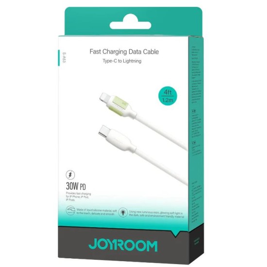 Joyroom S-A53 Fluorescent Series 30W Fast Charging Data Cable (Type-C to Lightning)2m Beige