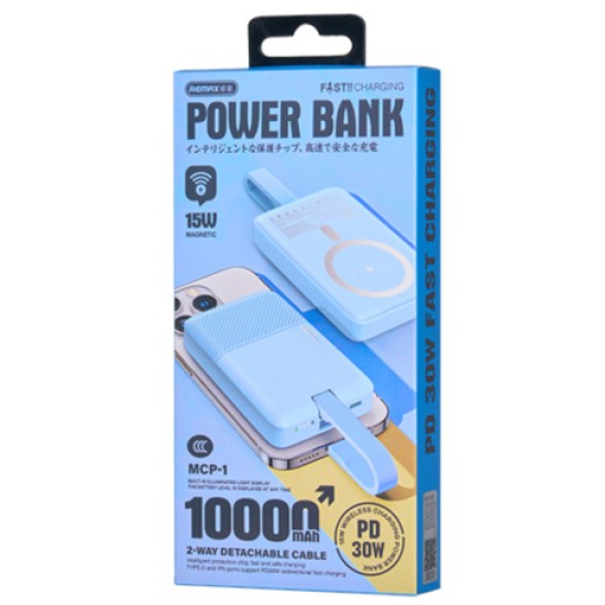 REMAX MCP-1 15W Wireless Power Bank PD30W 10000 mAh Blue