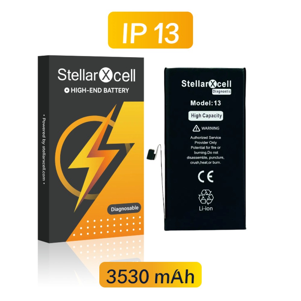 StellarXcell diagnostic replacement battery listed for iPhone 13 professional use