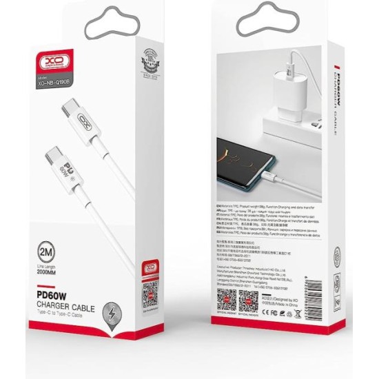 XO NB-Q190A Type-c to Type-c 60W 2M Charger Cable White XO NB-Q190A Type-c to Type-c 60W 2M Charger Cable White