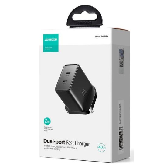 Joyroom JR-TCF09 40W 2C Fast Charger-Black (UK) Joyroom JR-TCF09 40W 2C Fast Charger-Black (UK)