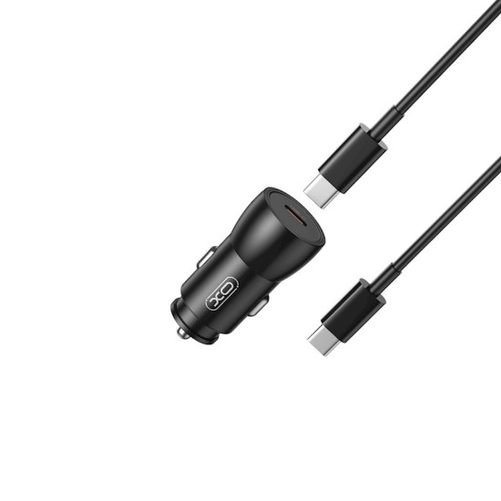 XO CC57 Smart Metal Single C Port PD25W Car Charger + Type- C Cable Set Black XO CC57 Smart Metal Single C Port PD25W Car Charger + Type- C Cable Set Black