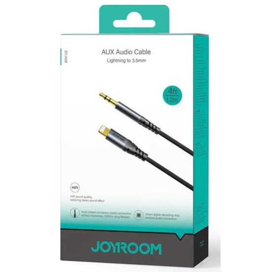 JOYROOM SY-A06 Audio-Transfer Series Lightning to 3.5mm AUX Cable 1.2M – Black JOYROOM SY-A06 Audio-Transfer Series Lightning to 3.5mm AUX Cable 1.2M – Black