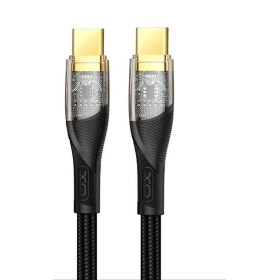 XO NB-Q223B Transparent Gold Plated Series Type-c to Type-c 60W Braided Data Cable Black XO NB-Q223B Transparent Gold Plated Series Type-c to Type-c 60W Braided Data Cable Black