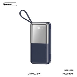 Remax | Cynlle Mini Power Bank With 2 Fast Charging Cables | RPP-678 | 20W+22.5W 10000 mAh | Navy Blue