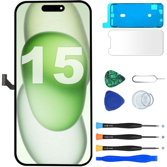 JH | Replacement LCD | For iPhone 15 | HD Plus | Black
