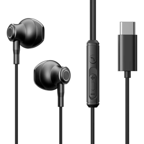 Joyroom JR-EC07 TYPE-C Series Metal Half In-Ear Wired Earphones-Black