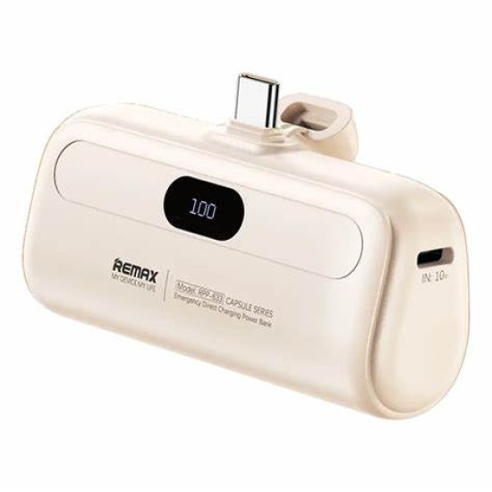 Remax RPP-633 Capsule series 2A iPh Emergency Direct Charging Power Bank 5000mAh White