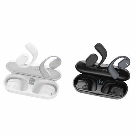 XO X25 air conduction OWS digital display Bluetooth earphones White