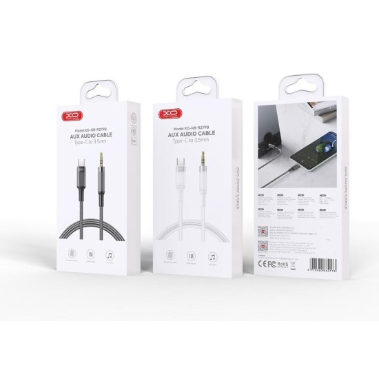 XO NB-R279B Type-c to 3.5 Brushed Clear Audio Cable White