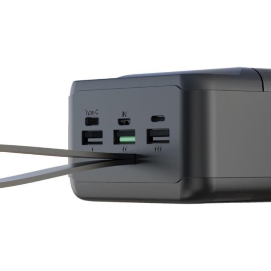 XO PR158 3-Input 3-output Large capacity fast charging power bank with light PD20W/QC22.5W 50000mAh Black