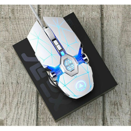 Gaming Mouse Mechanical Wired Mouse 7 Buttons Backlit Computer Mouse + LED Light White