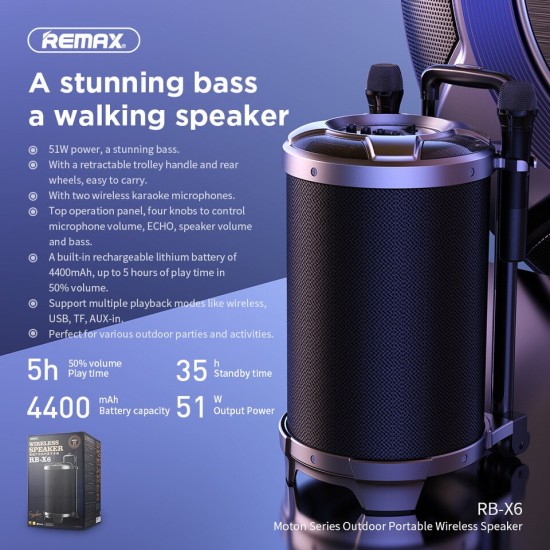 RB-X6 Magic pupil outdoor trolley bluetooth speaker Black