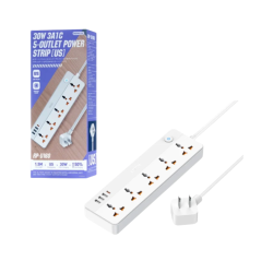 REMAX Kiddy Series 30w 3A1C 5-outlet Power strip RP-U160 White REMAX Kiddy Series 30w 3A1C 5-outlet Power strip RP-U160 White