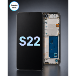A.Replacement Service Pack OLED Screen With Frame for Samsung S22 Black