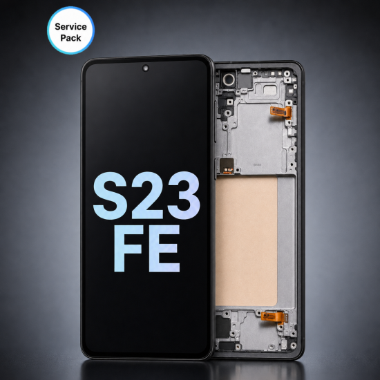 A.Replacement Service Pack OLED Screen With Frame for Samsung S23 FE Black