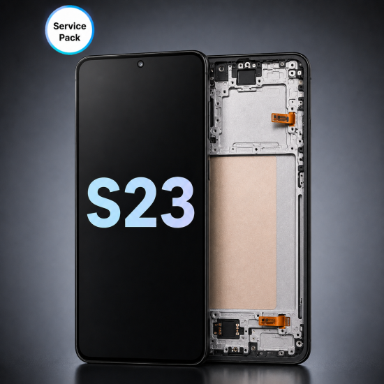 A.Replacement Service Pack OLED Screen With Frame for Samsung S23 Black