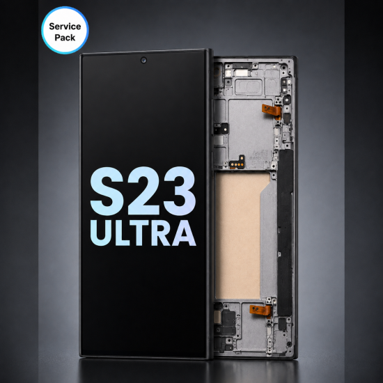 A.Replacement Service Pack OLED Screen With Frame for Samsung S23 Ultra Black