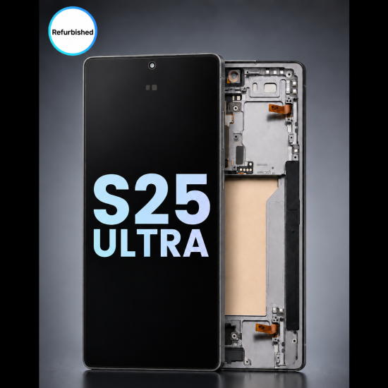 Refurbished OLED Screen With Frame Replacement for Samsung Galaxy S25 Ultra Black
