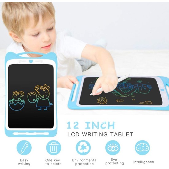 HB91 Cat Ears With lock 12 Inch Color LCD Writing Board Blue