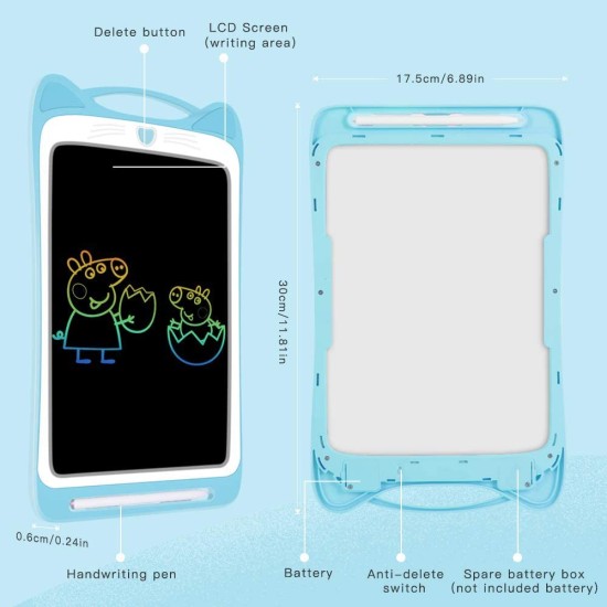 HB91 Cat Ears With lock 12 Inch Color LCD Writing Board Blue