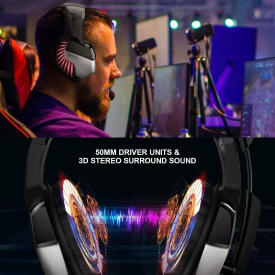 Onikuma Gaming Headphone Headset For K5 Pro LED Light Noise Cancellation Red