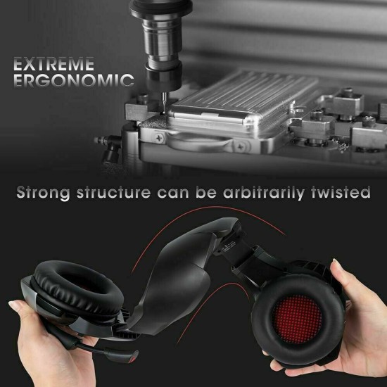 Onikuma Gaming Headphone Headset For K5 Pro LED Light Noise Cancellation Red