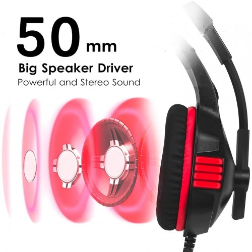Hunterspider V3 3.5mm Gaming Headset Mic LED Headphones For PC PS4 Xbox one Pro Red 